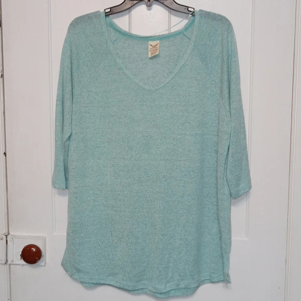 5 for $10 Faded Glory Teal 3/4 Sleeve Lightweight Knit Top size XL - Picture 1 of 6